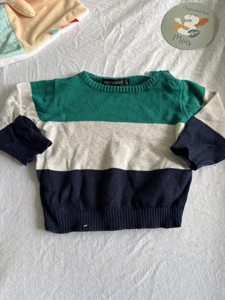 Superbe Pull Rayé Bébé - In Extenso - 62 cm (3 mois)